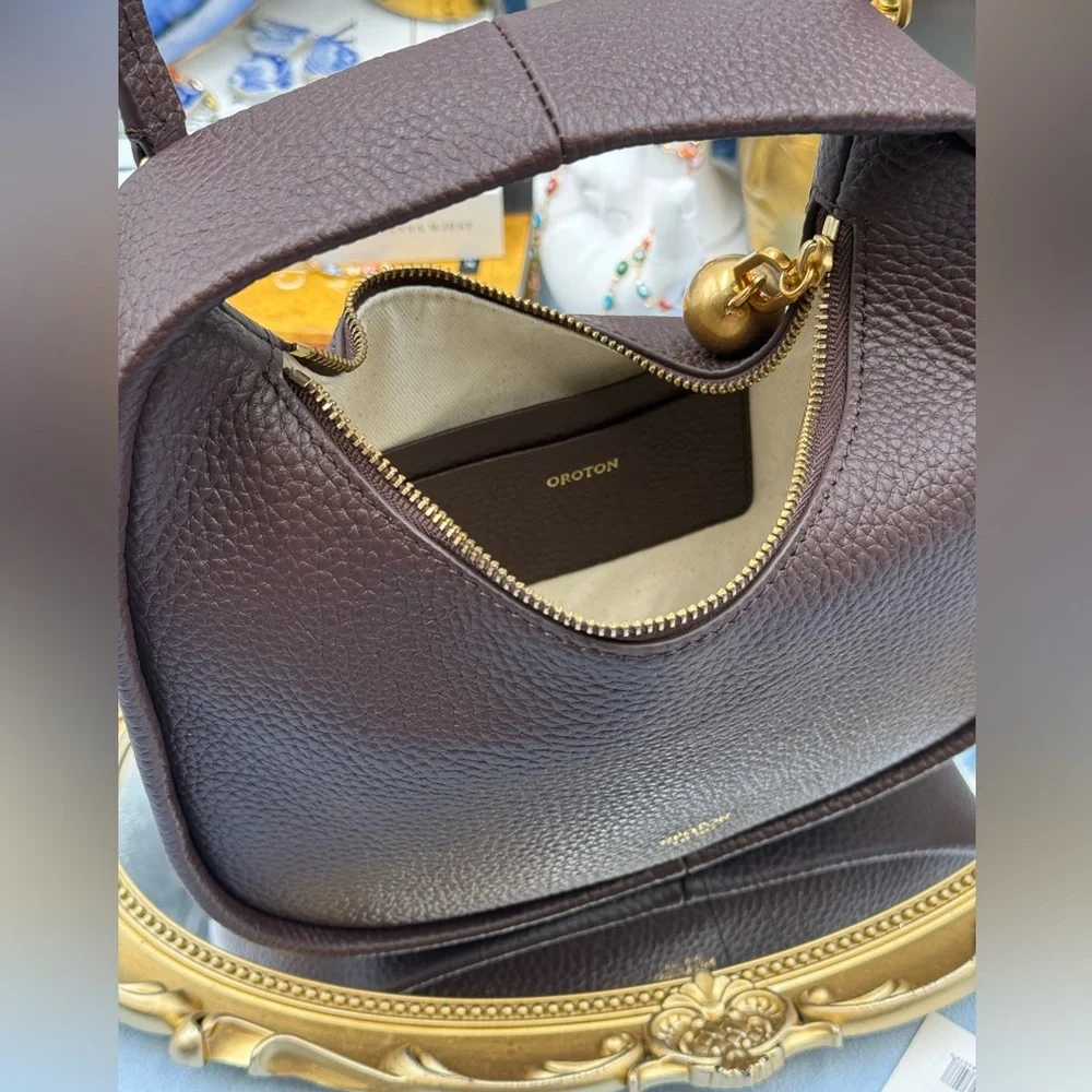 🆕 OROTON 🧿 NWT Clara Mini Convertible Crossbody Bag, Bear Brown Leather